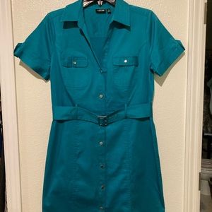 Teal button up dress